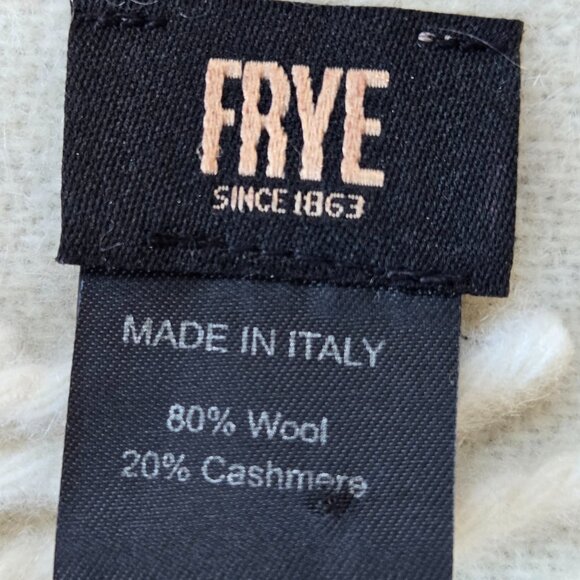 Frye & Co Wool Cashmere Fringe Logo Scarf - Picture 7 of 8